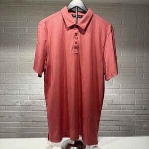 Travis Mathew Golf Polo Shirt XL Heathered Coral Short‎ Sleeve Button Up Mens